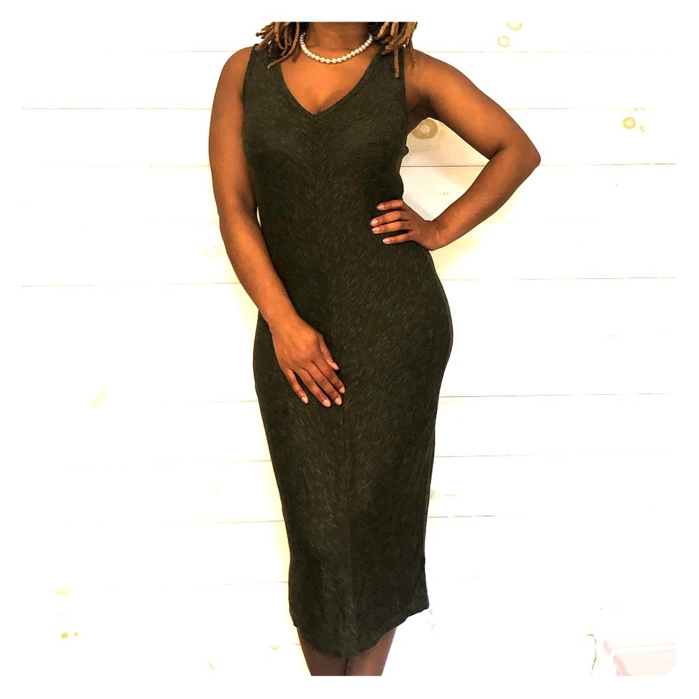 Olive green midi dress